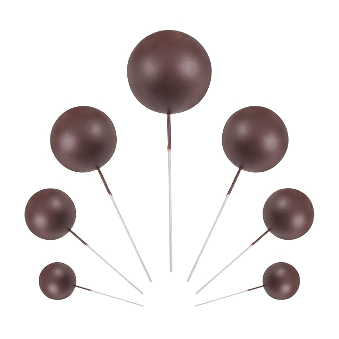 Gyufise 30Pcs Ball Cake Toppers Balls Cupcake Toppers Foam Ball Shaped Cake Picks DIY Balloons Cake Insert Topper for Wedding Enagement Baby Shower Birthday Party Cake Decorations Supplies Coffee