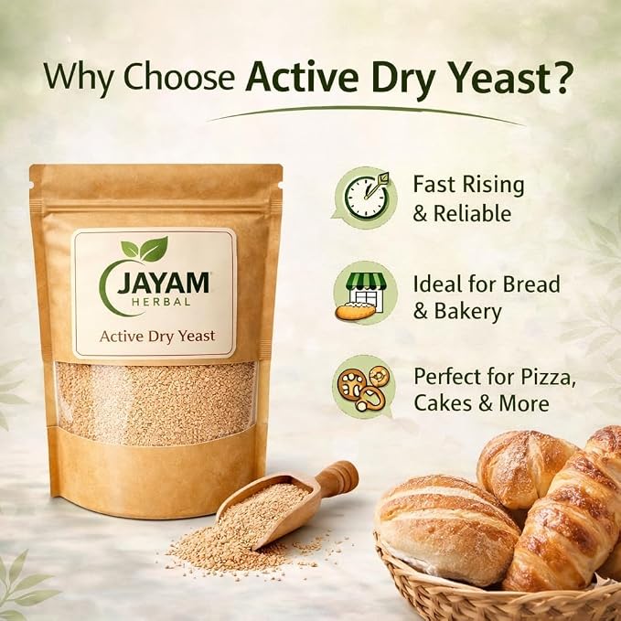 Jayam Herbal Active Dry Yeast – Baker’s Yeast for Bread, Pizza & Dough, Instant Leavening Ingredient, Shelf Stable (500GM)