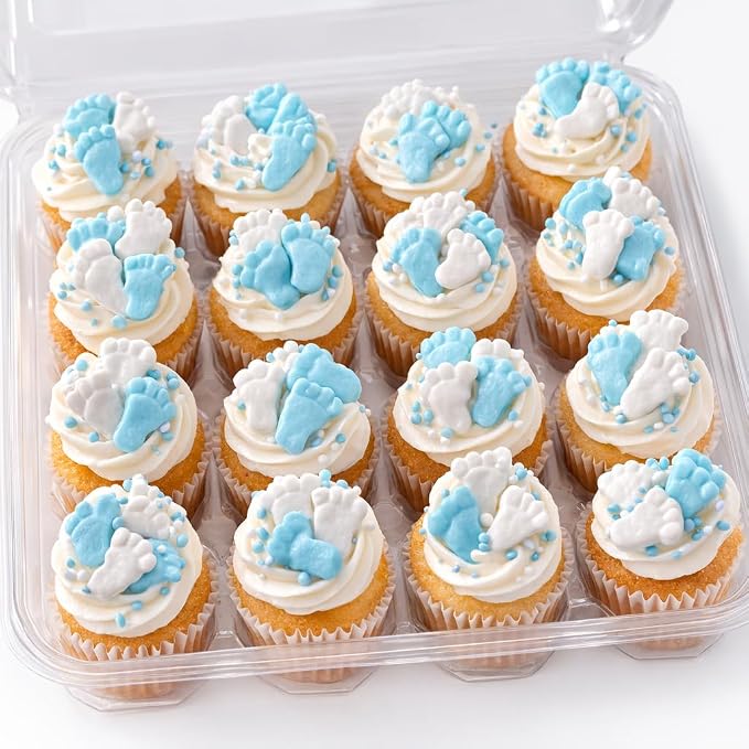 Oasis Supply Baby Shower Sprinkles & Sugar Shapes – Edible Decorations for Cakes, Cupcakes, and Cookies – Gender Reveal, Boy, Girl, and Neutral Party Baking Decorations - Blue Baby Feet