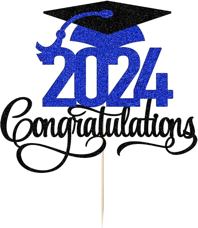 Black Dark blue Glitter 2026 Congratulations Graduation Cake Topper,Congrats Grad Cake Decor - 2026 High School/College/Senior Graduation Party Decorations Supplies