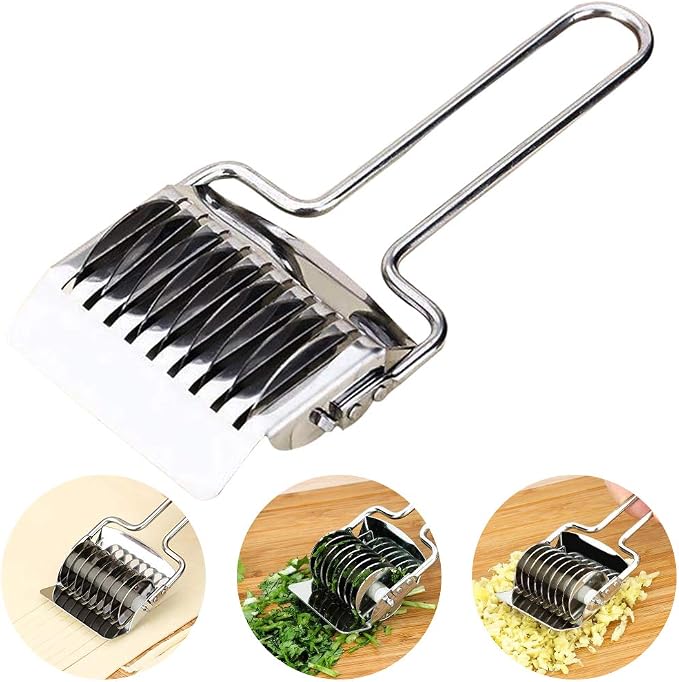 Pasta Maker Stainless Steel Noodle Lattice Roller Pastry Wheel Cutter Spaghetti Maker for Kitchen Cooking Tools (6.30 * 2.76 * 1.22inchs)