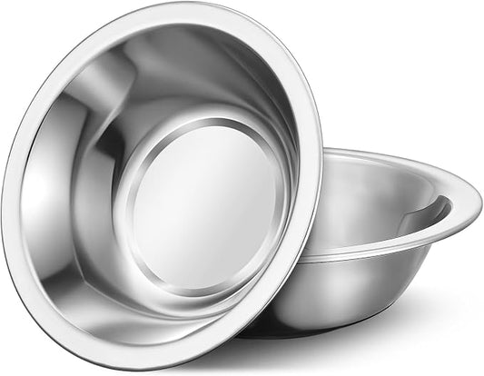 304(18/8) Stainless Steel Mixing Bowls for Kitchen, 2 Pack 6.3" 13.67 fl.oz Small Metal Mixing Bowls Set Stackable for Baking Serving Cooking Food Prep Storage Dishwasher Safe Lightweight