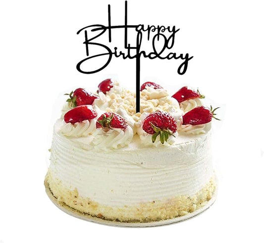 Happy Birthday Cake Topper sign Black DIY Acrylic Birthday Cake Topper Decoration For Birthday Party Decorations Supplies(Black 3)