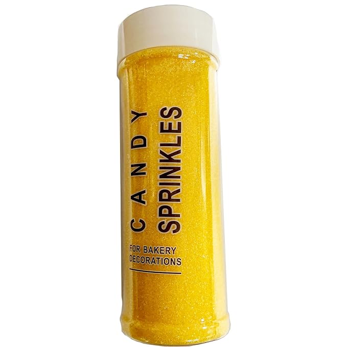 Edible Yellow Sanding Sugar Sprinkles 142g/ 5.01oz Sugar Crystals for Cake Decorating Candy Baking Decorations Ice Cream Toppings and Cookie Decorating for Valentines Halloween Christmas