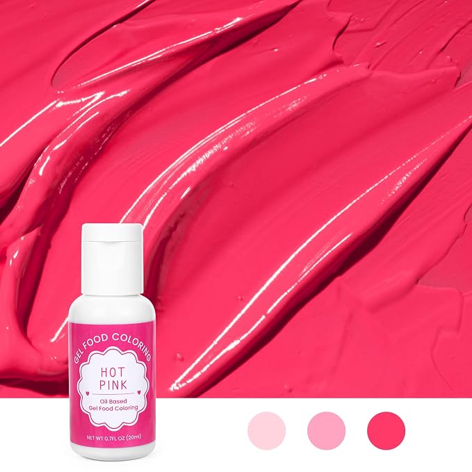 Oil Based Food Coloring for Chocolate, 20ml Edible Hot Pink Oil Based Food Coloring Gel for Cake Decorating, Sugar, Candy Melts, Baking, Cookies, Icing Frosting, Meringues, Cream- 0.7 Fl. Oz(Hot Pink)