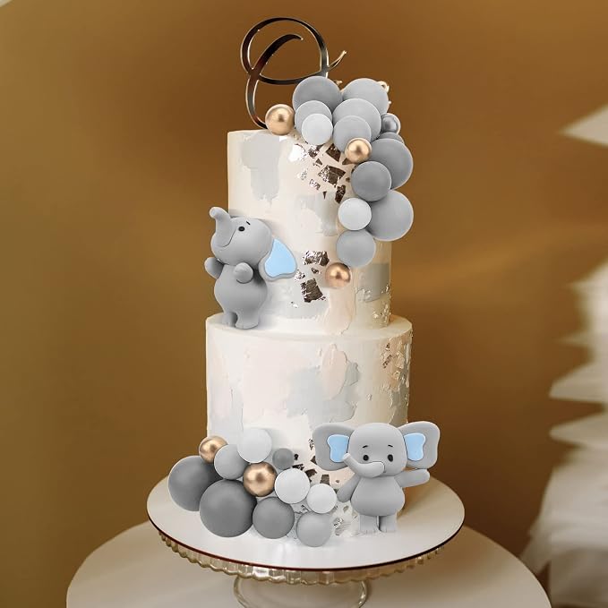 108 Pcs Balls Cake Topper DIY Cupcake Insert Foam Balloons for Cake Baking Wedding Anniversary Birthday Decoration(Gray,Multi Sizes)
