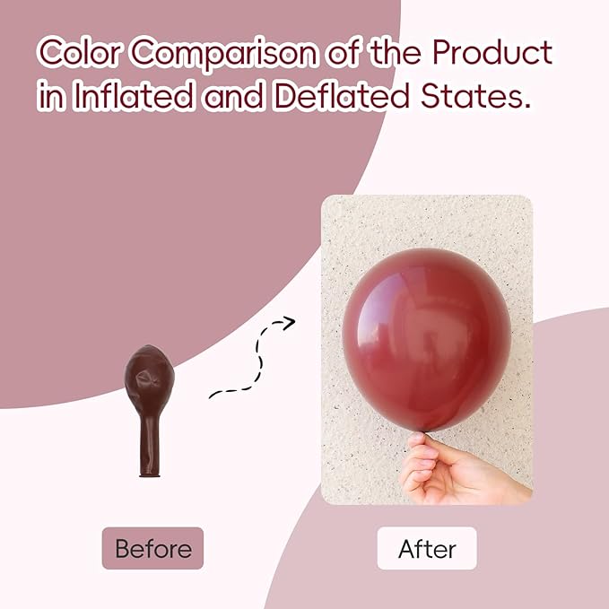 120pcs Burgundy Balloons, 18 12 10 5 inch Maroon Balloons Different Sizes Burgundy Balloon Arch Kit for Birthday Graduation Wedding Baby Shower Valentine's Day Party Decorations