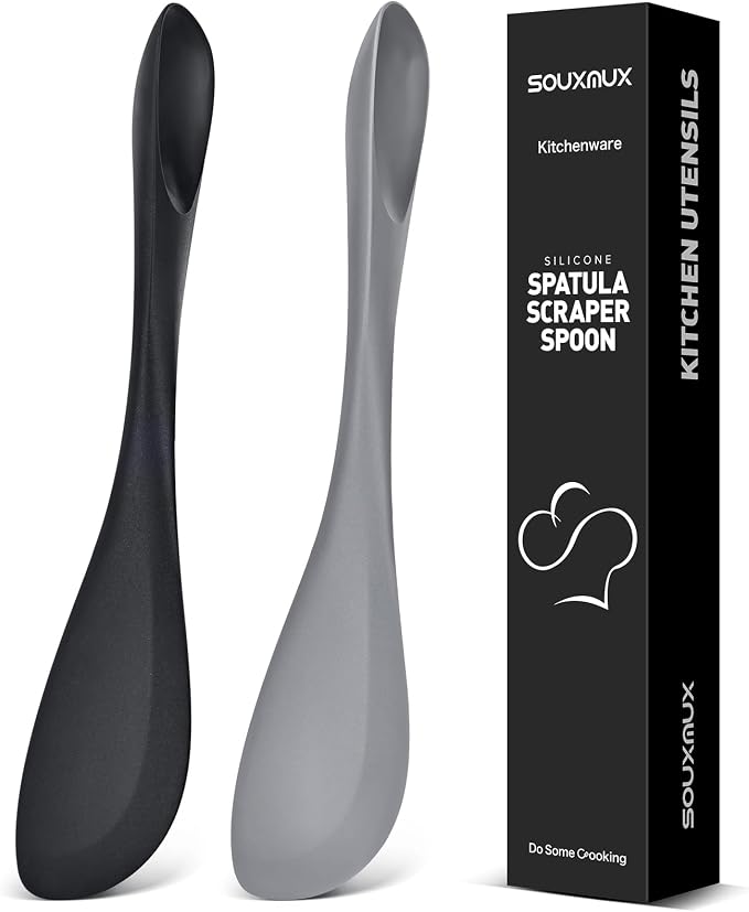 2-Pack Double-Headed Silicone Spatula Spoon, Nonstick Safe, Seamless | Scraping & spreading dual-use. Matte, BPA-free. For cooking, baking, mixing. Gentle on nonstick pans. No buildup.