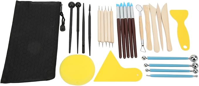 27 Pcs Multipurpose Clay Tools Set for Modeling Sculpting Pottery Crafts, DIY Polishing Engraving Kit with Silicone Pens, Fondant Sticks, Carving Knives, and More, Ideal for