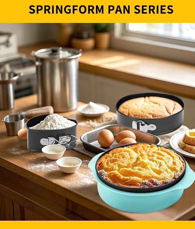 Kitchen Tools 7 8 9 "Nonstick Springform Pan Set of 3, Leakproof Cheesecake Pan with Protector, Round Cake Pans Sets for Baking with Removable Bottom A unique gift for baking enthusiasts