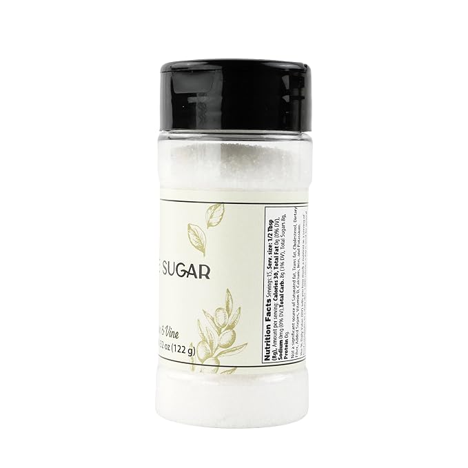 Olive & Vine Cane Sugar, Sweet Flavor, For Baking & Beverages, Rich Tradition, Authentic Taste, For Global Recipes (4.32 Ounce)