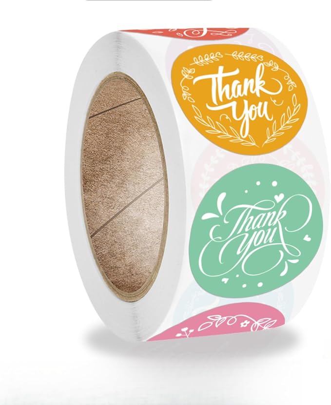 500 Colorful Thank You Stickers Heart Floral Thank You Sticker for Packaging Flower Small Business 1 Inch 9 Designs Handmade Presents Bags Envelopes Shopping Small Shop Mailers Wrapping