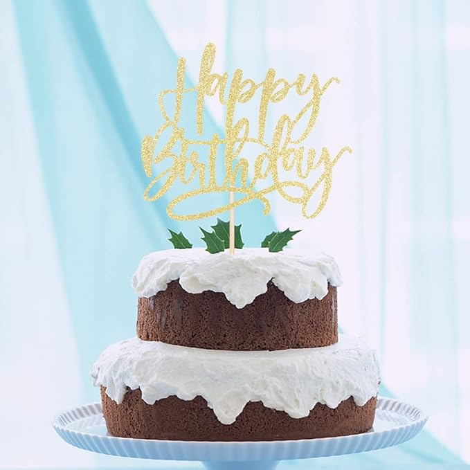 Kaoenla Happy Birthday Cake Topper-handwork Golden happy birthday cake Decor,Birthday/Anniversary cakes Selected decorative