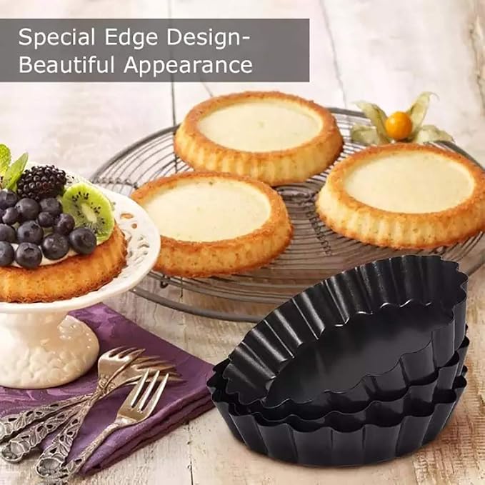 Gutsdoor 6 Pack Mini Tart Pan 4 Inch with Removable Bottom Quiche Pan Nonstick Round Quiche Pie Pan Set