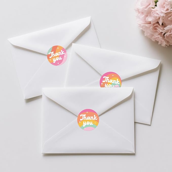 Anwyll Thank You Stickers - Rainbow Star Thank You Stickers for Small Business 480Pcs 1.5In Thank You Sticker for Packaging Self Adhesive Thank You Party Favor Seal Label Sticker for Card(4 Design)