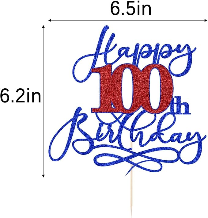 Happy 100th Birthday Cake Topper,Black font Golden Numbers 100th Birthday Cake Decoration，Hello 100, Cheers to 100 Years/100th Anniversary,100& Fabulous Party Decoration