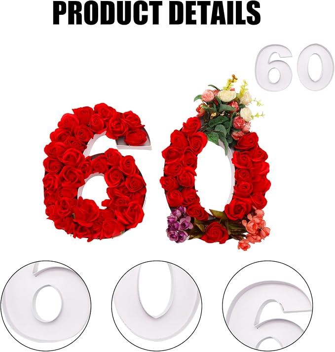 12inch Cardboard Number Fillable Food Tray Box for Charcuterie, Cupcake Arrangement, Birthday Anniversary (White, 60&90)