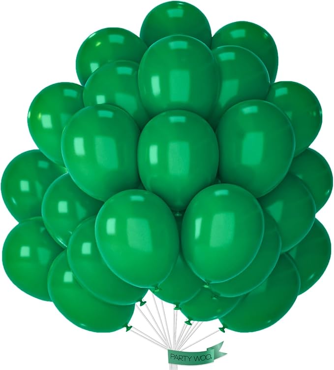 PartyWoo Dark Green Balloons 100pcs 12 Inch Emerald Hunter Forest Green Balloons for Wedding Boy Baby Shower Birthday Christmas Graduation Dinosaur Jungle Golf Theme Party Decorations Green-Y56