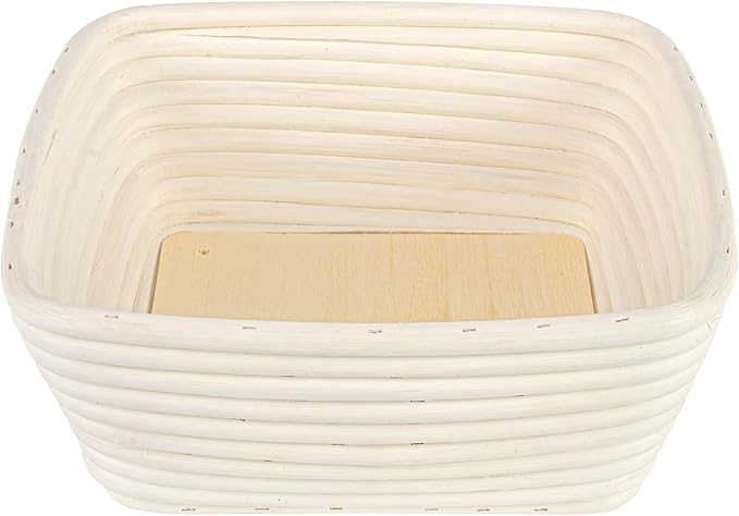 Restaurantware Bread Proofing Baskets 9 Inch Square Pack of 10 Rattan Dough Fermentation Baskets With Cotton Liners, Oval Banneton Bread Rising Bowls For Home, Commercial, Artisanal Baking