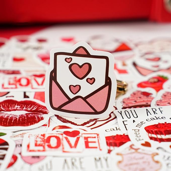 46 Pcs Love Theme Scrapbook Stickers for Bullet Journal Card Making Planner Diary Valentine's Day Letter Envelope Notebook Laptop Phone Case Craft Decoration, 23 Patterns