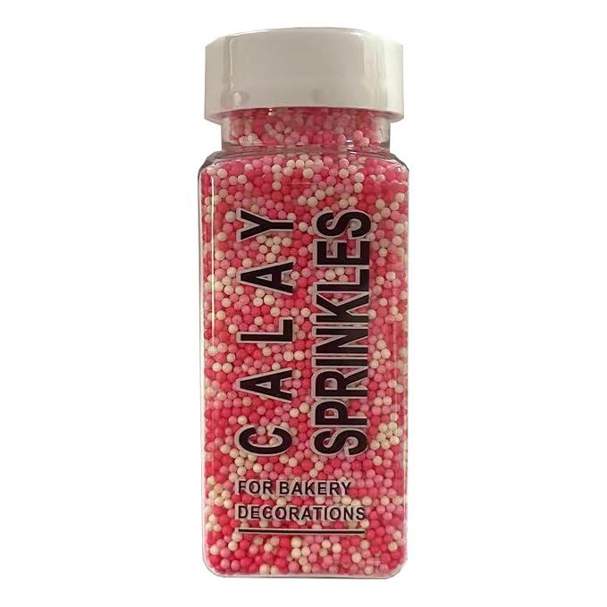 PhilaeEC Pink and White Nonpareils Sprinkle 2mm Mini Peals Sprinkle Edible for Cake Decoration Cupcake Topper Cookie Baking Decorations Halloween Christmas Valentine Supplies