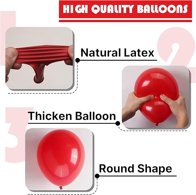 PartyWoo Red Balloons 127pcs Different Sizes of 36 18 12 10 5 Inch Red Balloon Arch Kit Garland for Birthday Graduation Bachelorette Citizenship Anniversary Cherry Casino Party Decorations Red-Y57
