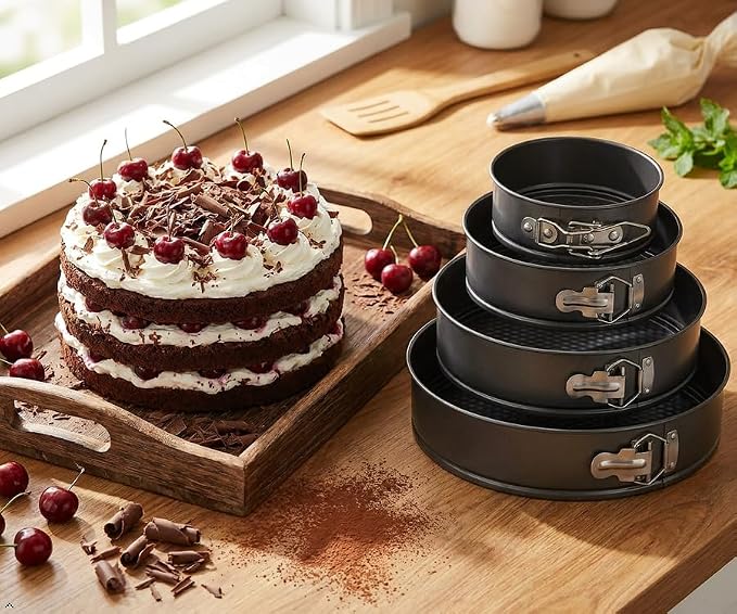Springform Pan Set of 4,Non-stick with leak proof, 4.5/7/8.5/10Inches | Cheesecake Pan, Carbon Steel, Leakproof, Removable Bottom, Round cake pan, Baking pan