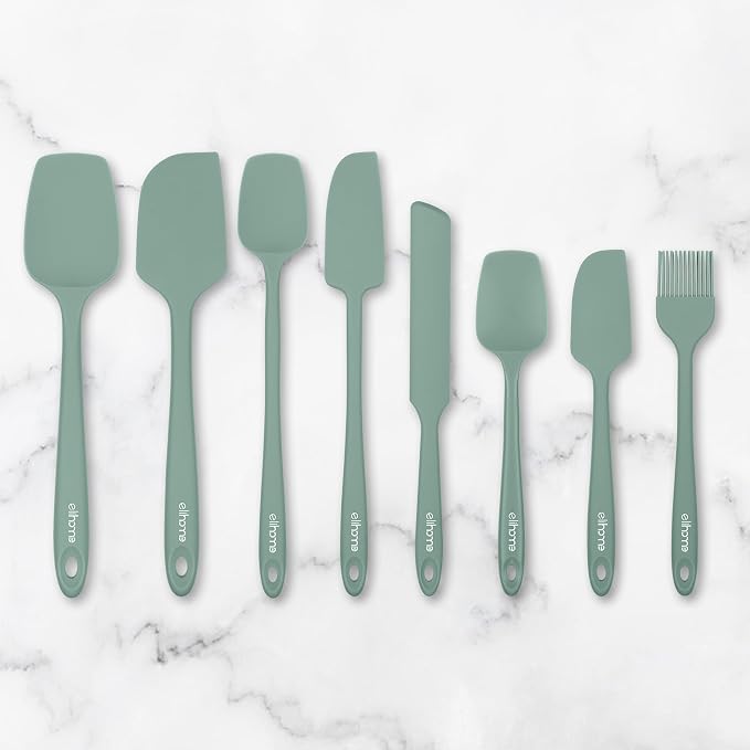 Elihome Mini Silicone Basting Pastry Brush, Cooking Brush for Oil Sauce Butter Marinades, Food Brushes for BBQ Grill Kitchen Baking, Baster Brushes Baste Pastries Cakes Meat Desserts, Food Grade, Sage
