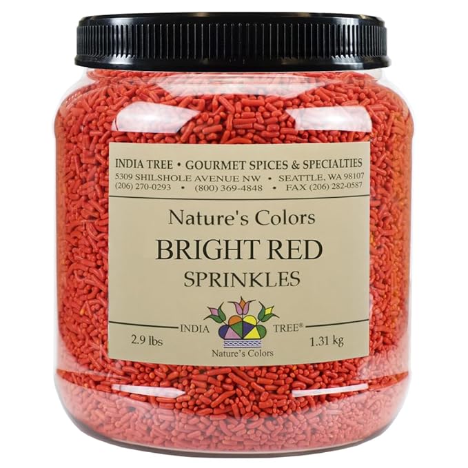 India Tree Nature's Colors Bright Red Sprinkles - 2.9 lb Bulk | Natural, Non-GMO, Vegan, Red-3 Free, Top 9 Allergen-Free