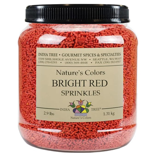 India Tree Nature's Colors Bright Red Sprinkles - 2.9 lb Bulk | Natural, Non-GMO, Vegan, Red-3 Free, Top 9 Allergen-Free
