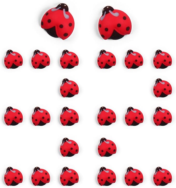 Edible Ladybug Cupcake Toppers 32pcs, Ladybug Icing Decorations for Cakes, Cupcakes, Ice Cream, Cookies, and Macarons