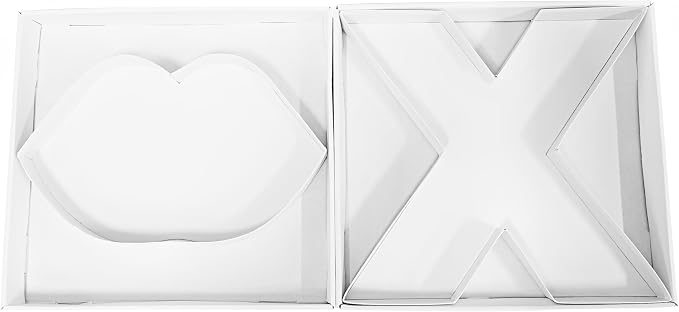 WENPACK 12.5" Cardboard Letter Shaped Mache Decorative Strawberries Fillable Sweets Candy Box with Clear Lid (White, X)