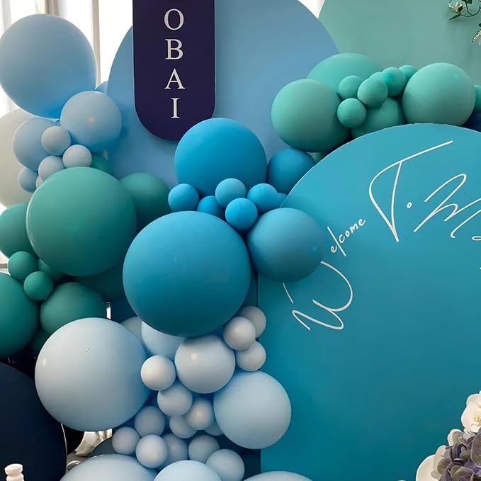 Voircoloria 105pcs Peacock Blue Balloons 12inch Party Latex Balloons for Boys Girls Birthday Baby Shower Gender Reveal Wedding Sunflower Party Decorations