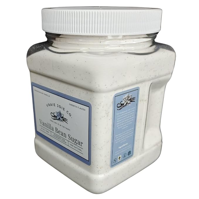 1.8 lbs Organic Madagascar Vanilla Ultra-fine Sugar | For Chefs, Home Cooking, Ice Cream, Cocktails, Cakes, Crème Brulee & Dessert Making | non-GMO, All-natural | 1 Pack 27 Oz