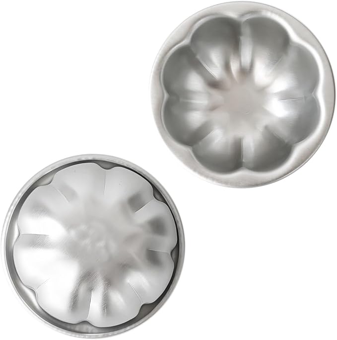 Aluminum Alloy Half Ball Pumpkin Tart Pan, Deep Tart Tins Jelly Mold, Muffin Cups Flower Shape for Cake, Tartlets, Brownies, Popover, Quiches - 6PCS