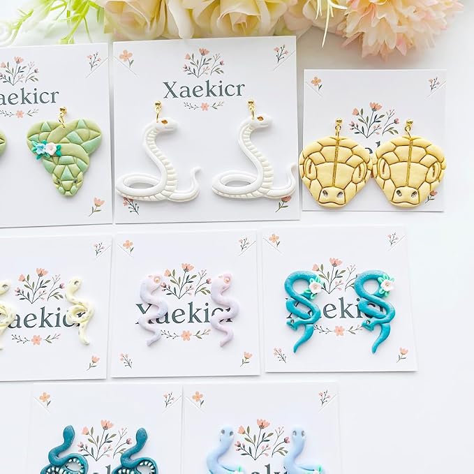 8-Piece Snake Themed Clay Cutters Set - Reptile & Serpent Shapes for DIY Earring Making, Polymer Clay Jewelry Craft, and Gothic Style Modeling Accessories