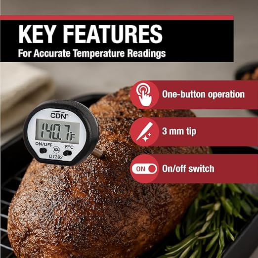 CDN DT392 ProAccurate® Digital Food Thermometer, NSF Certified Instant Read Meat Thermometer, Thin Tip Probe for Cooking, Grilling, BBQ, Candy Making & Baking, -50 to 392°F