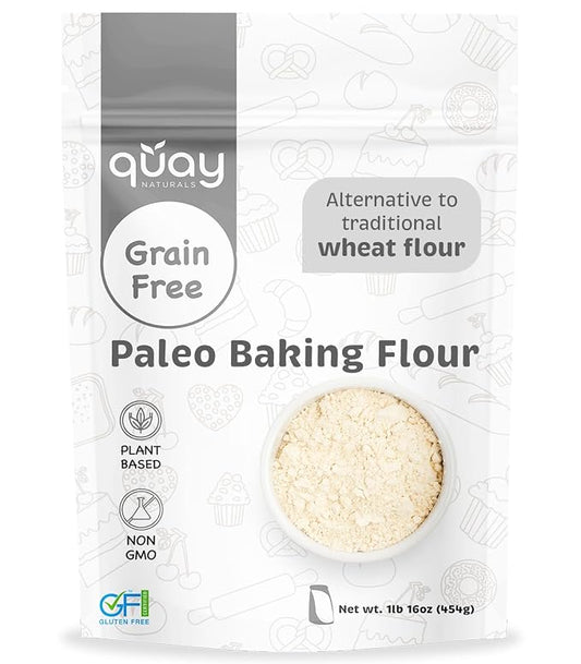 Quay Naturals Grain Free All Purpose Baking Flour – Soft & Fluffy Texture, Gluten Free, Paleo Friendly, 16oz (1 lb)