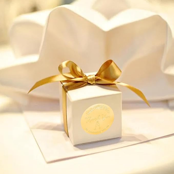 120 PCS Thank You for Celebrating with Me Stickers – 2 Inch Metallic Foil Favor Labels for Weddings, Birthdays, Graduation Parties, Gift Bags