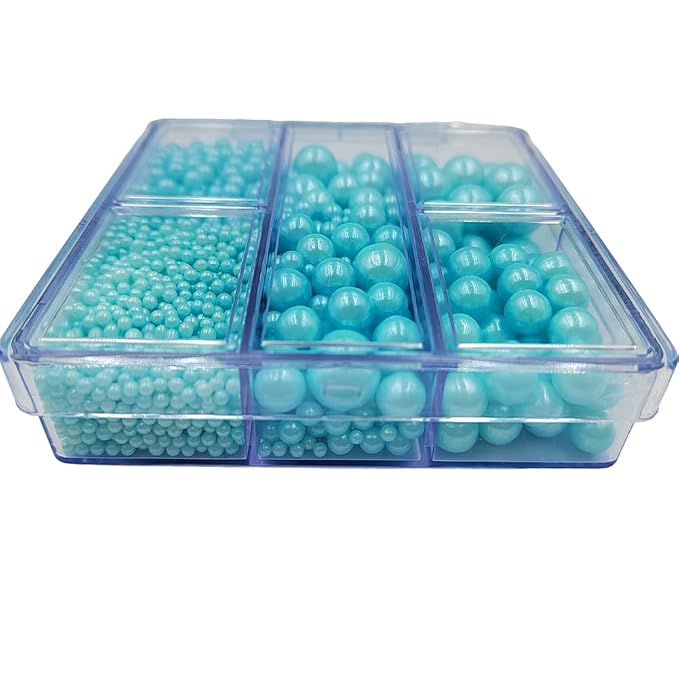 Blue Pearl Sprinkles for Baking, 4 Sizes Mix Size, Edible Pearls for Cupcake Topper, Ice Cream, Cookie, Donuts, Cake Decorating (2mm, 4mm, 7mm, 10mm)