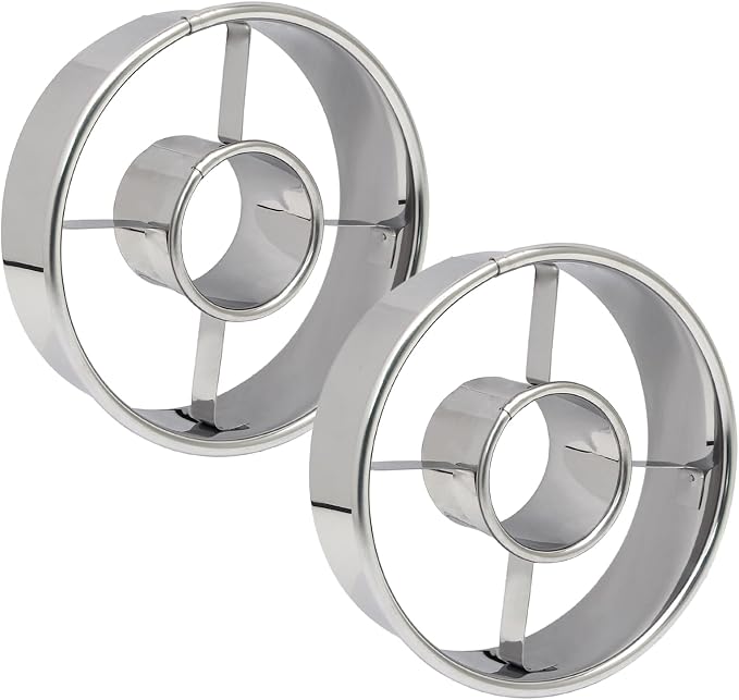 Luomorgo 2 Pack Stainless Steel Donut Cutter 3.15 Inch - Heavy Duty Doughnut Cutter Baking Tools for Donuts, Bagels, Cookies & Biscuit Pastries - Home & Professional Use