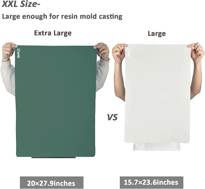 Sapid Extra Large Silicone Sheet for Crafts, Thick Silicone Jewelry Casting Mats, Nonstick Nonslip Silicon Mat for Epoxy Resin, Art Painting, Heat- Resistance Counter Mat (20"×27.9", Dark Green)