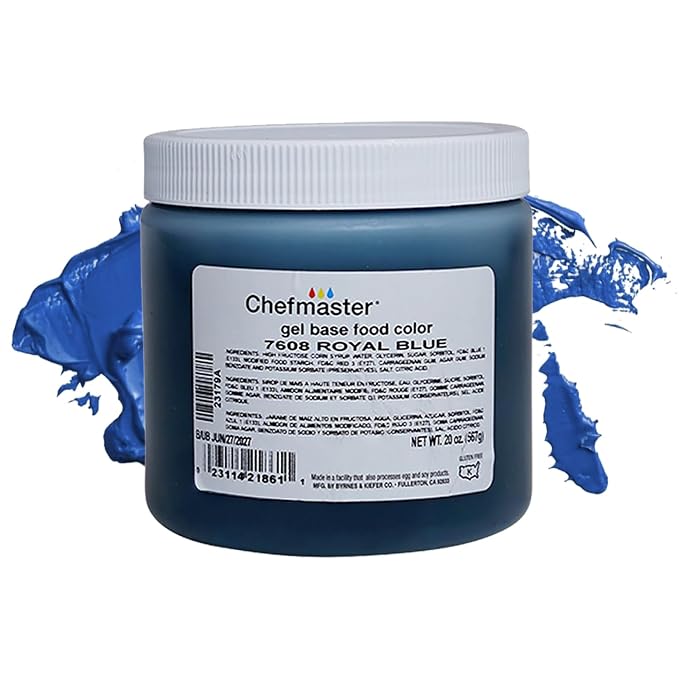 Chefmaster Royal Blue Gel Food Coloring | Vibrant Color | Professional-Grade Dye for Icing, Frosting, Fondant | Baking & Decorating | Fade-Resistant | Easy-to-Use | Made in USA | 20 oz