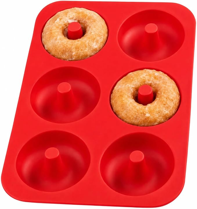 Mrs. Anderson's Baking Silicone Donut Pan, 6 Cup, European-Grade Silicone Bakeware, For Donuts And Dessert Rings