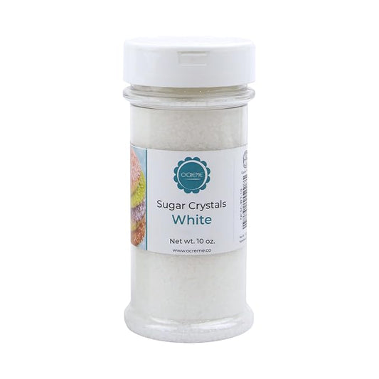 O’Creme Sugar Crystals - Coarse Sugar for Cookie Decorating - Eye-Catching Sugar Crystals – Coarse Sugar for Unique Cake Toppings, Cupcakes and Cookies – Ideal Decoration Solution - 10 Ounce White