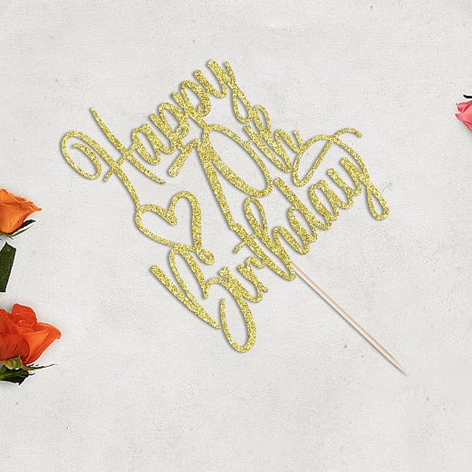 Gold Glitter Happy 70th Birthday Cake Topper - Cheers to 70 Years Cake Topper, 70 & Fabulous Cake Decoration for Hello 70th Birthday Anniversary Party Cake Decorations Supplies
