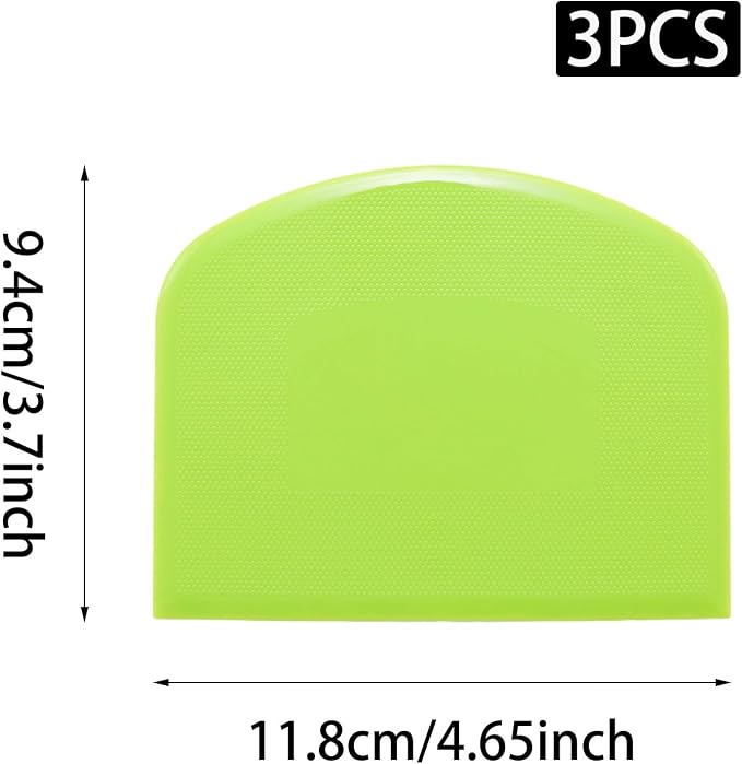 3 Pcs Flexible Dough Scraper, Plastic Bowl Scraper Sharp Edge & Angles Cake Scraper, Non-Slip Bakeware Tools for Baking/Home Bakers (2 Green 1 Yellow)