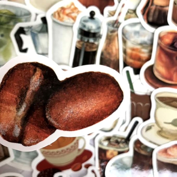 Vintage Coffee Theme Scrapbooking Stickers - MAXLEAF 40PCS Retro Coffee Waterproof Stickers for Planner Phone Case Scrapbook Junk Journals Diary Decoration