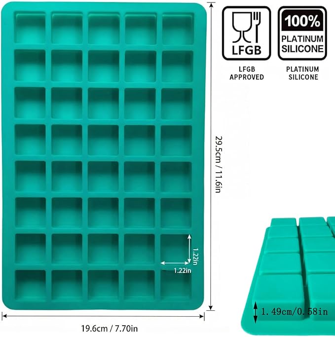 2-Pack Caramel Candy Molds - 80 Cavity Square Silicone Molds for Chocolate, Truffles, Gummy, Ganache, Jelly, Ice Cubes & Hard Candy