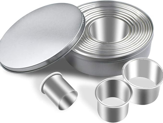 12 Pieces Round Cookie Cutters Set Stainless Steel Cookie Cutter Set Biscuit Plain Edge Round Cutters Circle Baking Metal Ring Molds Metal Ring Baking Molds Circle Pastry Donut Doughnut Cutter Set